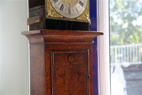 Thomas Ingram of London. An early 18th century walnut and seaweed marquetry eight day longcase clock, H.7ft 2in.